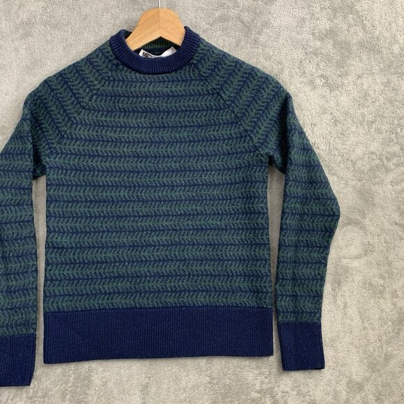 MR TURK Sweater Youth Boys Medium Crew Neck Merino Wool Pullover Striped Preppy - Picture 4 of 8